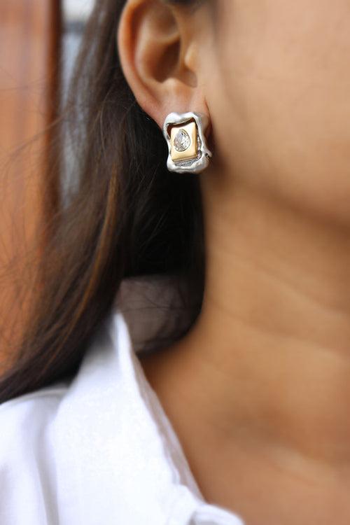 Silver Gold Stone Studs