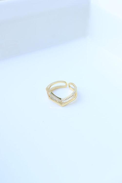 Gold AD Chevron Finger Ring