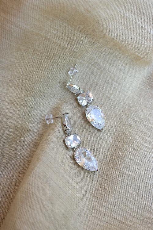 White Diamond Drop Earrings