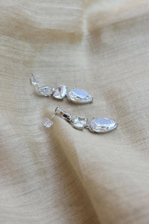 White Diamond Drop Earrings