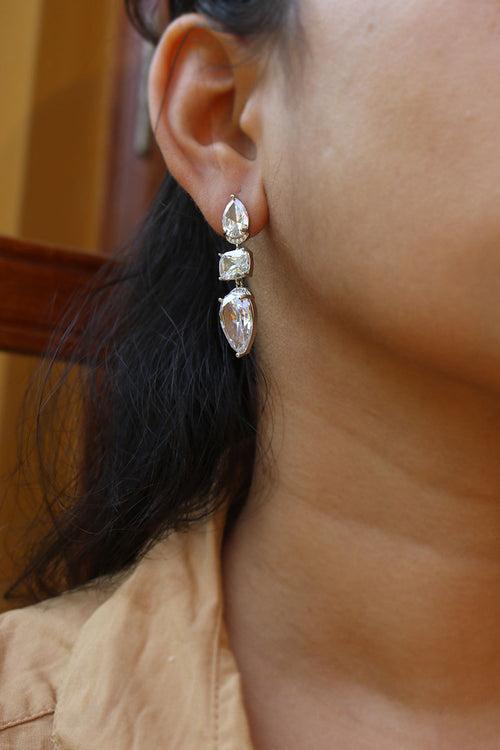 White Diamond Drop Earrings