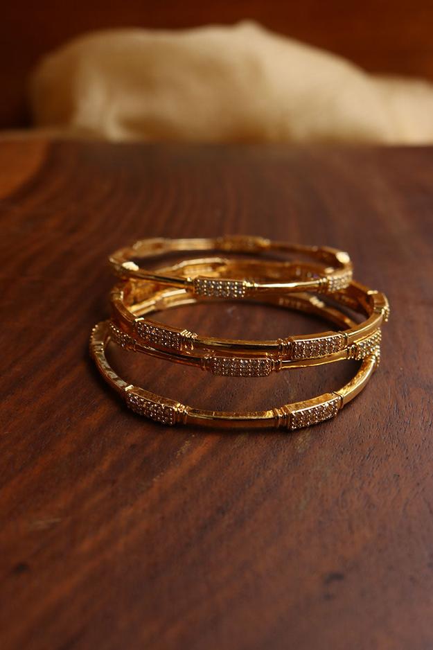 Set of 4 Dainty White Stone Bangles