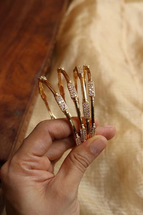 Set of 4 Dainty White Stone Bangles