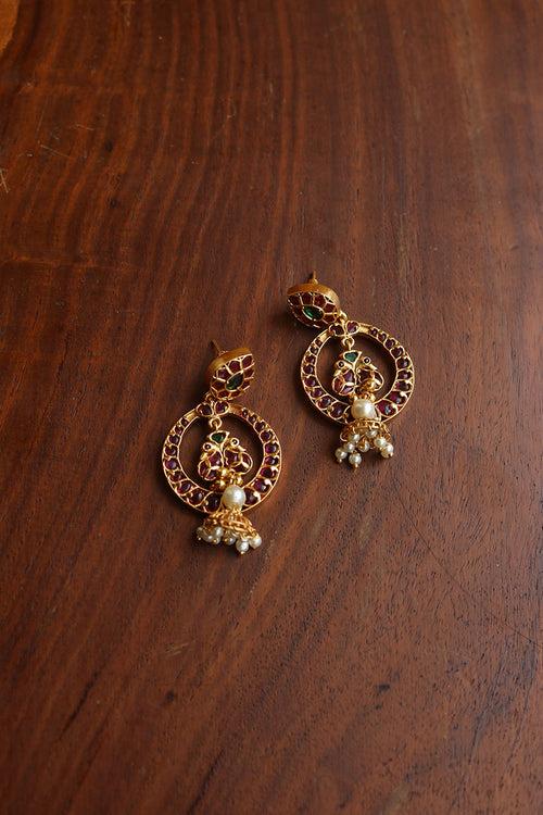 Peacock Jhumka Chaand Earrings