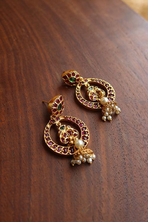 Peacock Jhumka Chaand Earrings