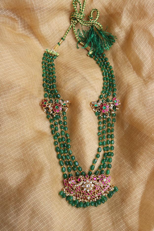 Jadau Emerald Long Flower Set