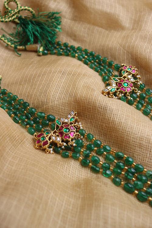 Jadau Emerald Long Flower Set