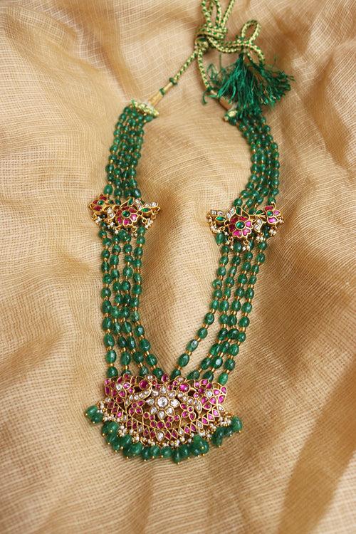 Jadau Emerald Long Flower Set