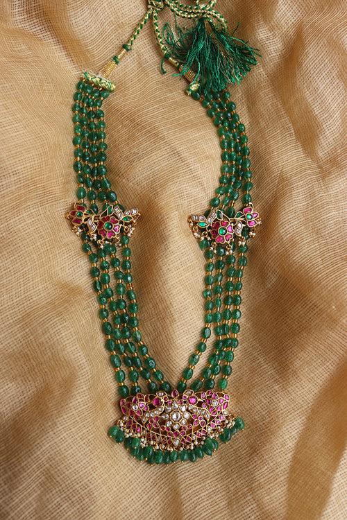 Jadau Emerald Long Flower Set