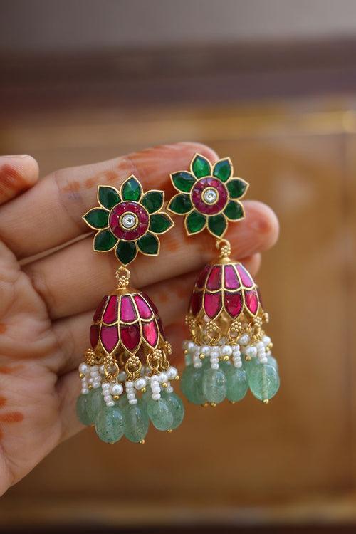 Flower Jadau Jhumkas