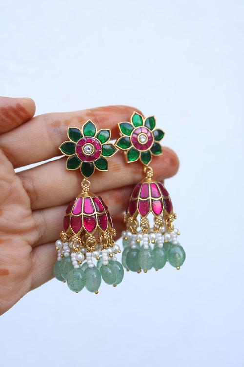 Flower Jadau Jhumkas