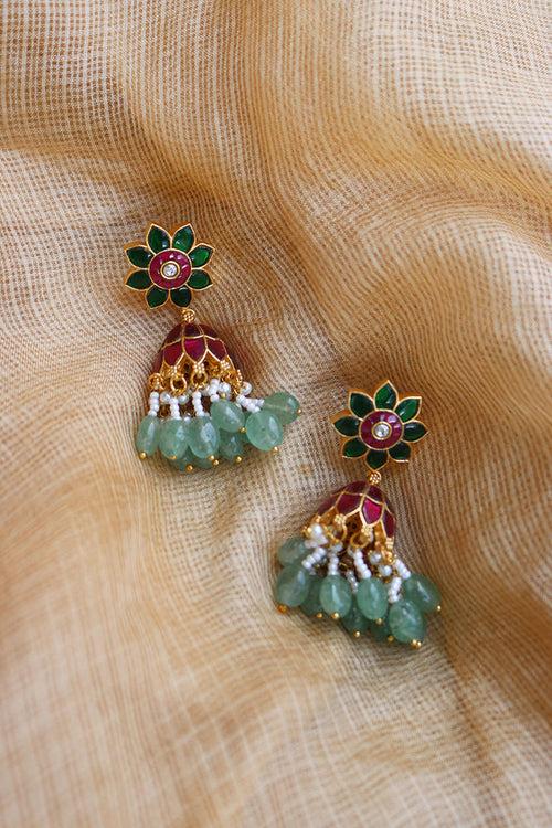 Flower Jadau Jhumkas