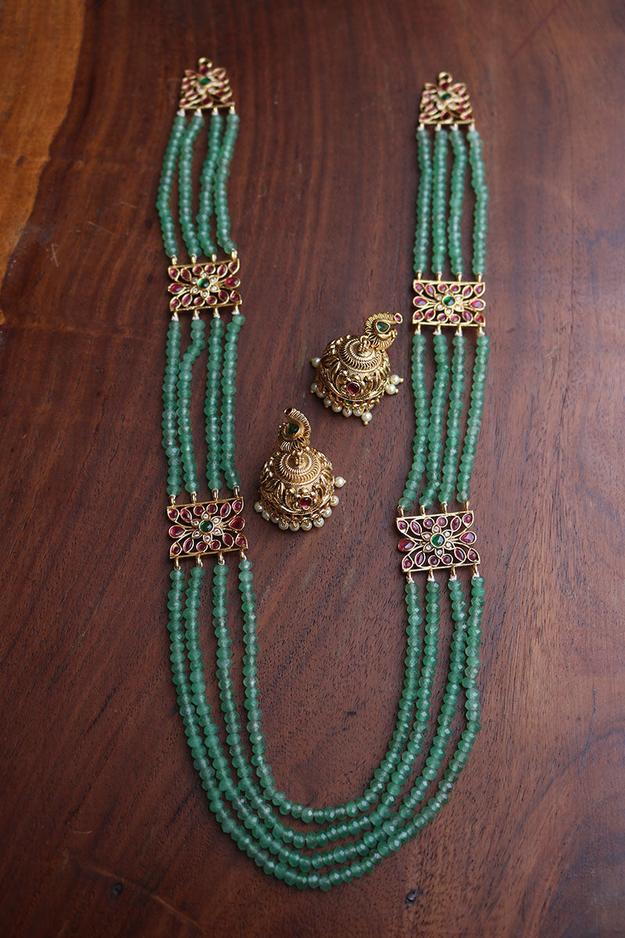 Ruby Green Beads Maala Set