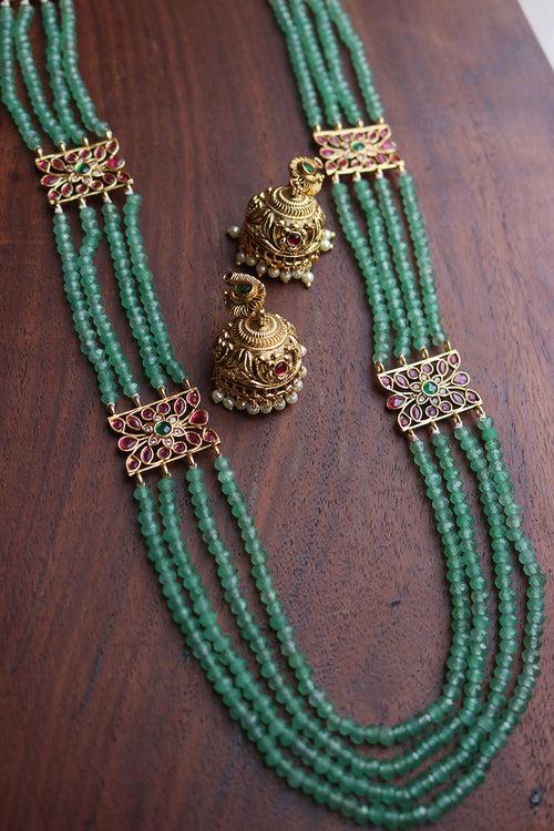 Ruby Green Beads Maala Set