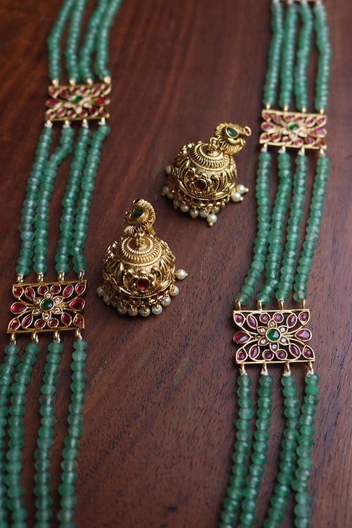 Ruby Green Beads Maala Set