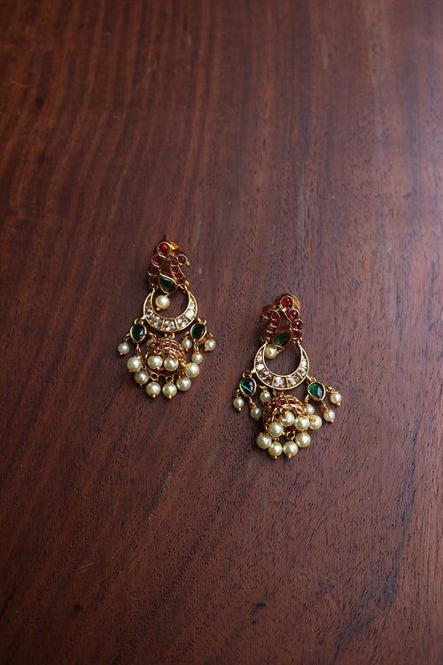 Ruby Green Peacock Chaand Jhumkas