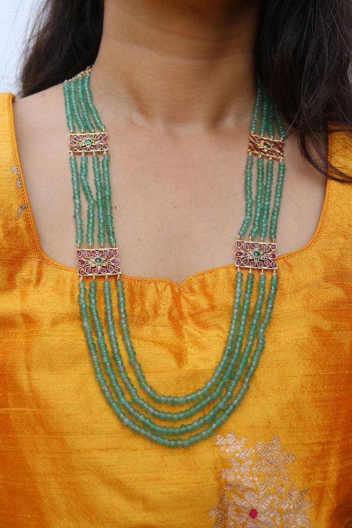 Ruby Green Beads Maala Set