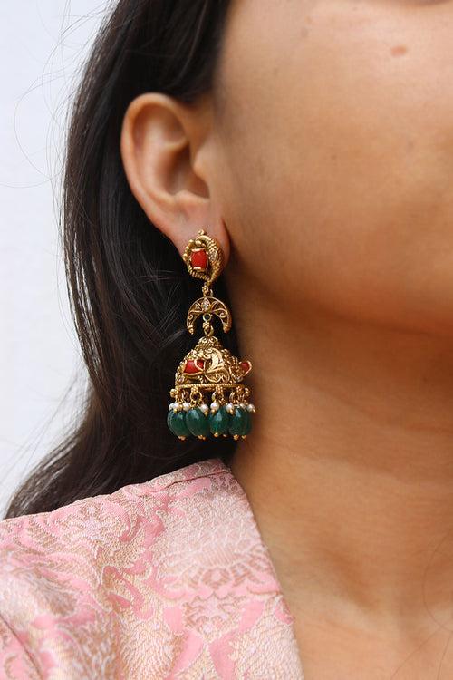 Coral Moon Jhumkas