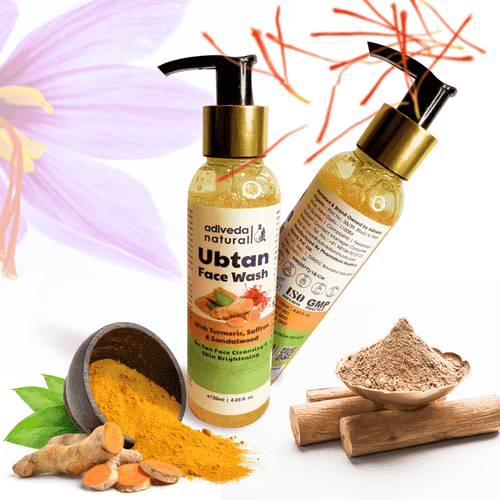 Adiveda Natural Ubtan Face wash for all Skin Type with Turmeric, Saffron & Sandalwood for Tan Removal| 120ml