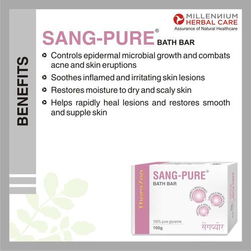 SANG-PURE CLEAR SKIN COMBO KIT | 100% Natural Care for Acne / Pimple Removal & Improving Skin Tone  | 1 Face Wash (70 ml) + 2 Bath Bars (100 gm)