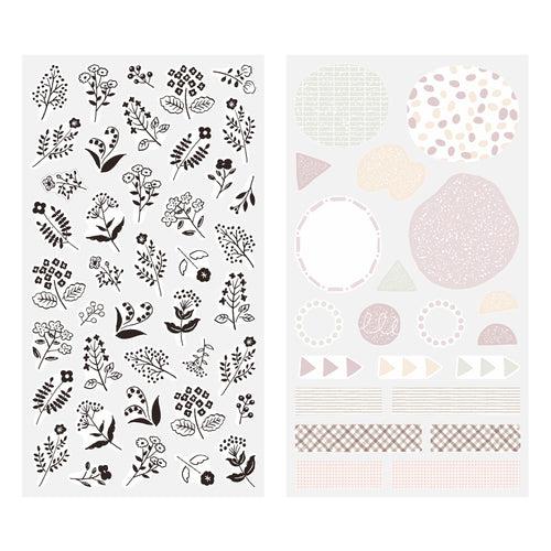 Midori Sticker 2642 Two Sheets Monotone Flower