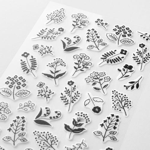 Midori Sticker 2642 Two Sheets Monotone Flower