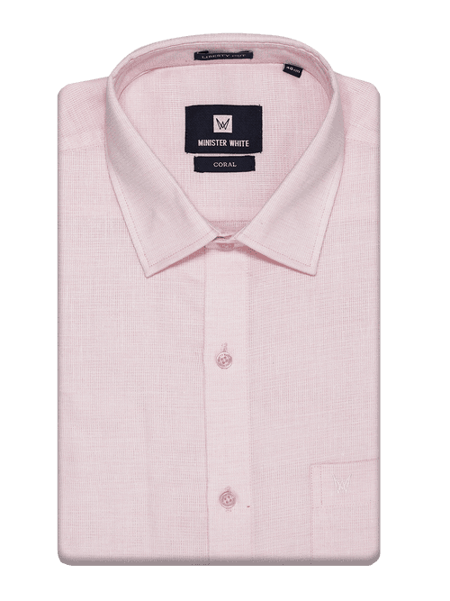Mens Starch Cotton Pink Colour Regular Fit Shirt Coral