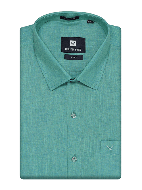 Mens Cotton Regular Fit Green Colour Shirt Mars