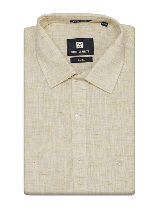 Mens Cotton Sand Colour Regular Fit Shirt Oura