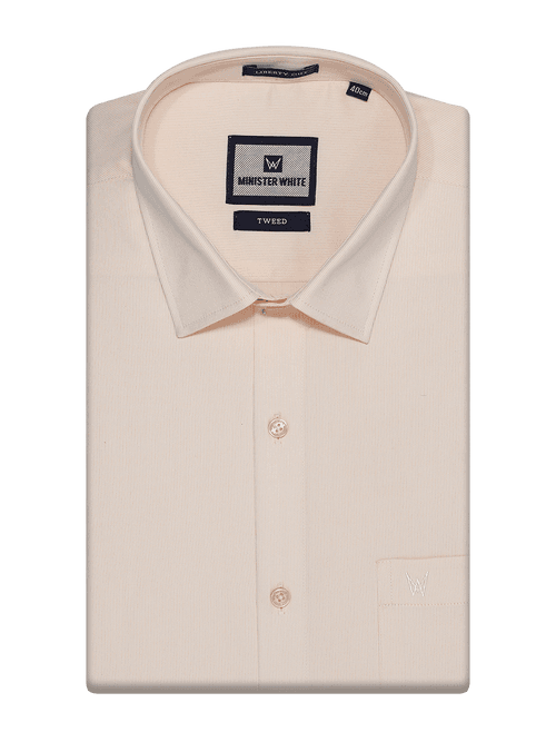 Mens Cotton Peach Colour Striped Regular Fit Shirt Tweed