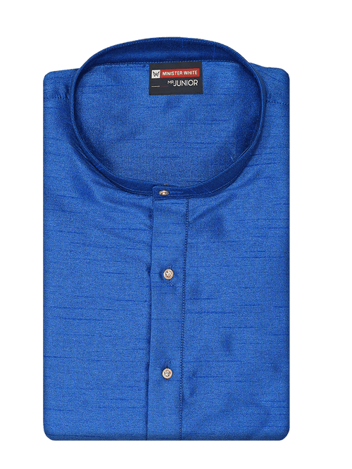 Boys Dupion Satin Blue Colour Full Sleeves Kurta Candid Boy