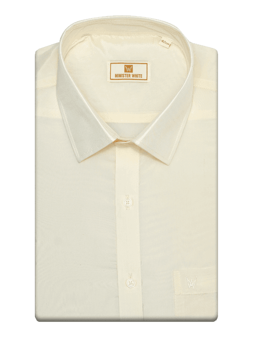 Mens Art Silk Cream Full Sleeves Shirt with Copper Jari Border Dhoti Combo Finesse