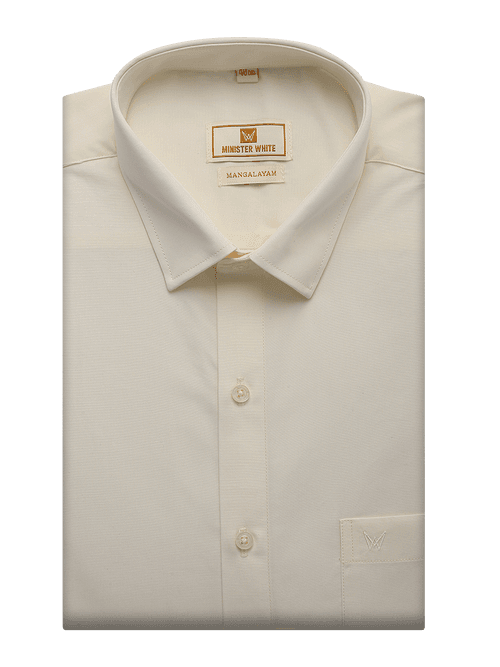 Mens Cotton Regular Fit Cream Colour Shirt Mangalyam