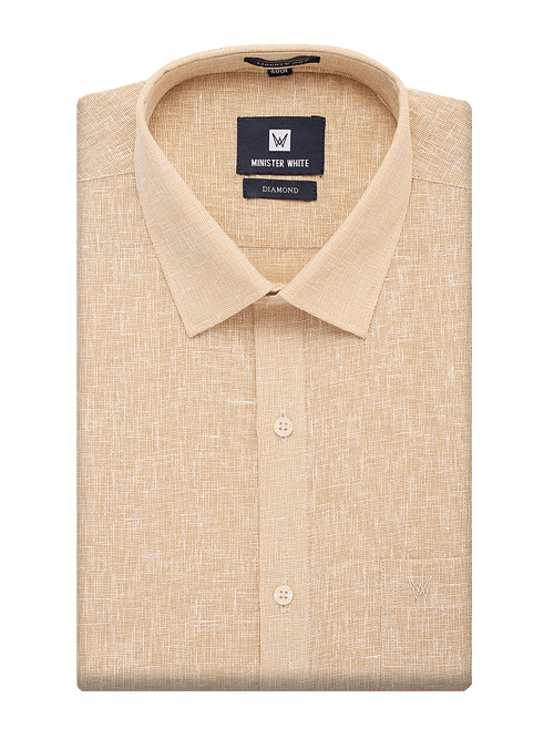Mens Cotton Sand Colour Regular Fit Shirt Diamond