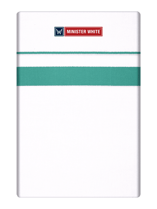 Mens Cotton White Single Layered Dhoti with Sea Green Fancy Border - Janatha