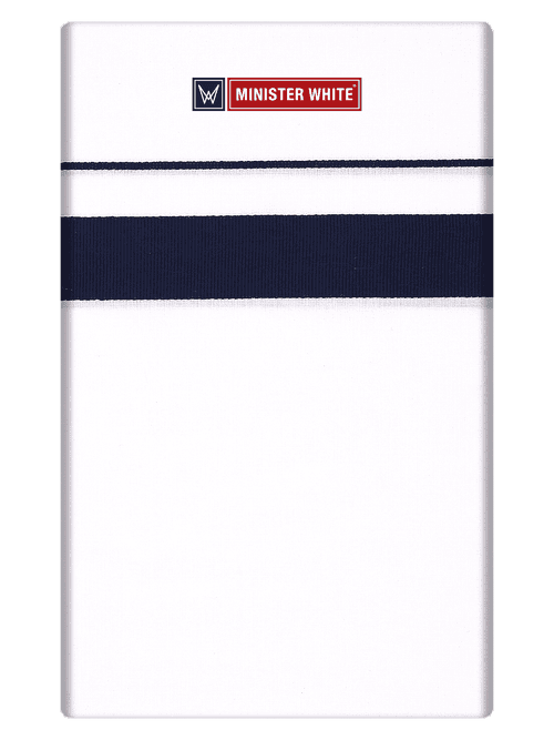 Mens Cotton White Single Layered Dhoti with Navy Fancy Border - Janatha