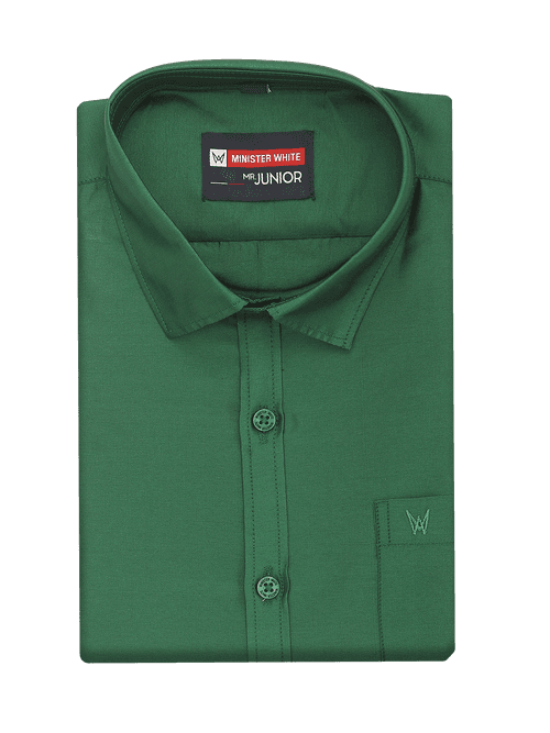 Boys Dupion Satin Green Colour Half Sleeves Shirt Happy Boy