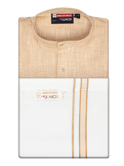 Boys Cotton Sandal Kurta with Matching Border Dhoti Combo Honest Boy