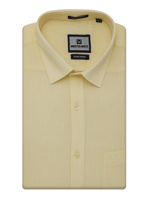 Mens Cotton Linen Regular Fit Butter Colour Shirt Ever Fresh