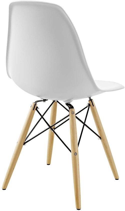 Hindoro Pyramid Mid-Century Modern Kitchen and Dining Room Chair with Natural Wood Legs in White