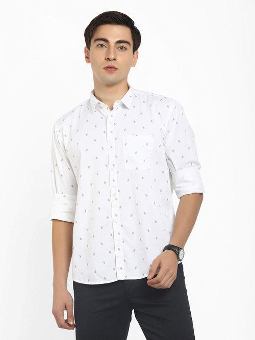 White Printed Mens Shirt (GBMNR2009)