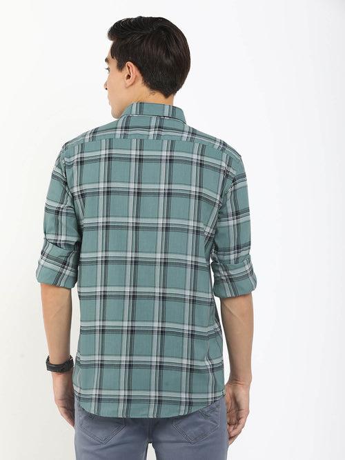 Men Light Green Checks Shirt (GBMNR 3008)