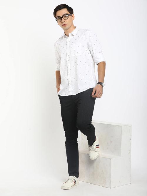 White Printed Mens Shirt (GBMNR2009)