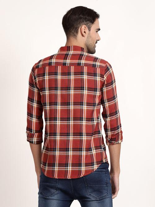 Men Red Checked Casual Shirt (GBRJ6009)