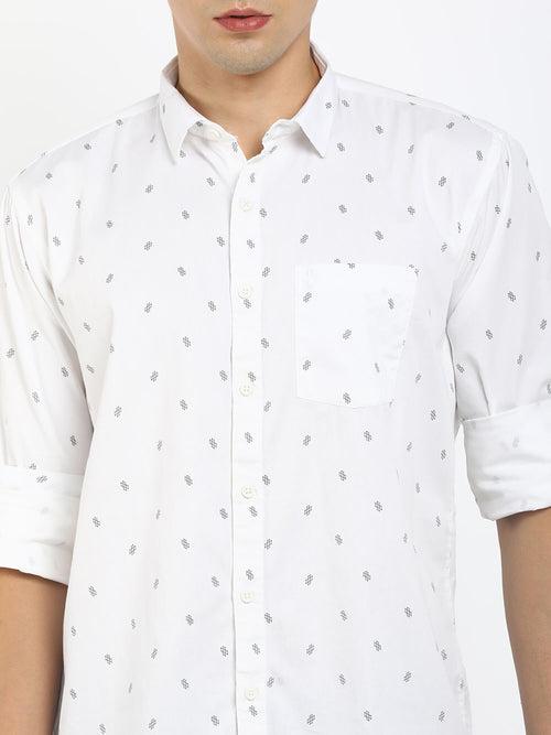 White Printed Mens Shirt (GBMNR2009)