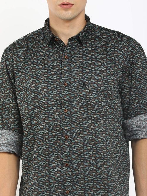 Black Abstract Print Mens Shirt (GBMNR2011)