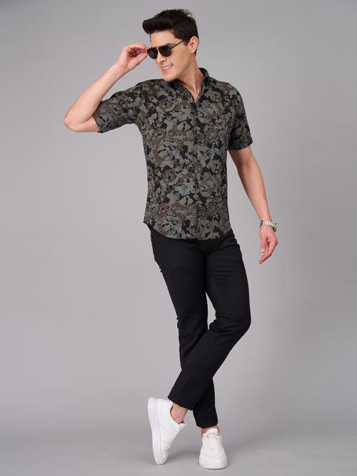 Men Grey Floral Printed Casual Shirt (GBMKPR705H)