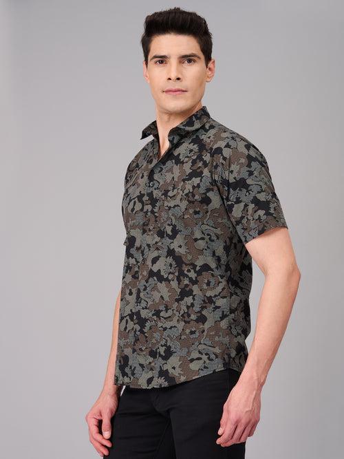 Men Grey Floral Printed Casual Shirt (GBMKPR705H)