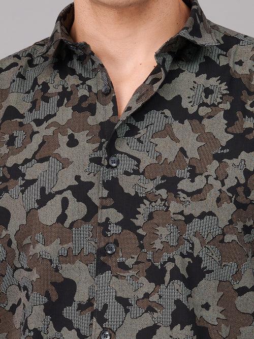 Men Grey Floral Printed Casual Shirt (GBMKPR705H)