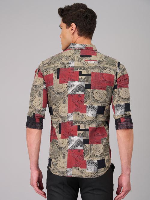 Men Grey Printed Full Sleeves Shirt (GBMKPR708)